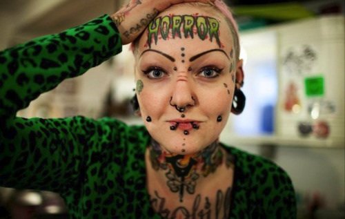 Horror forehead tattoo