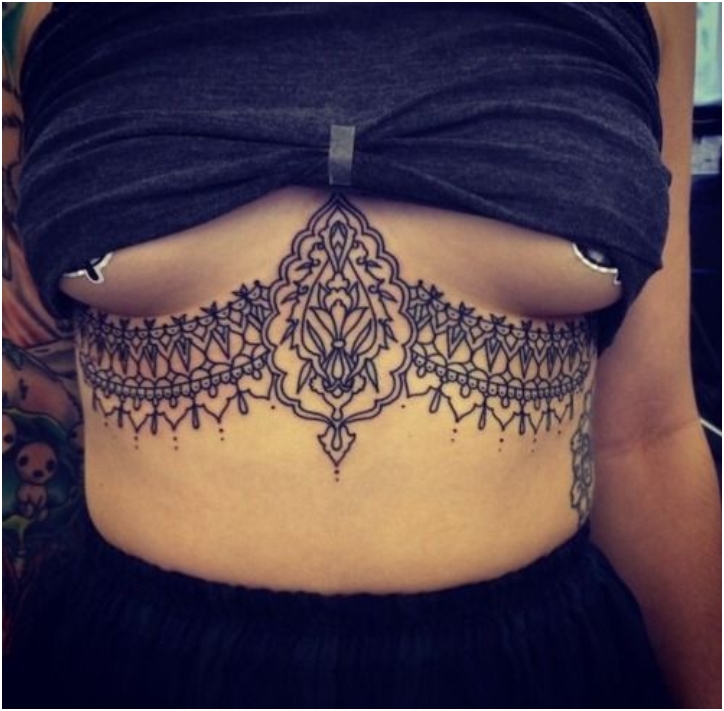 Latest Sexy Under Breast Tattoos For Girls 2015