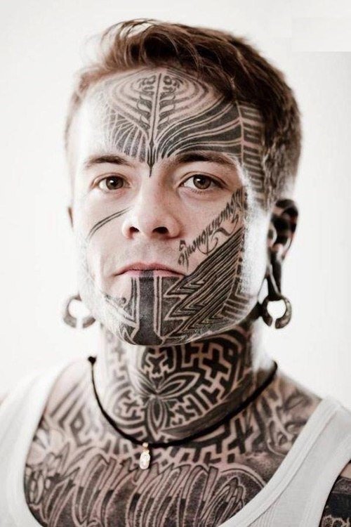 Amazing Tribal Tattoo Face