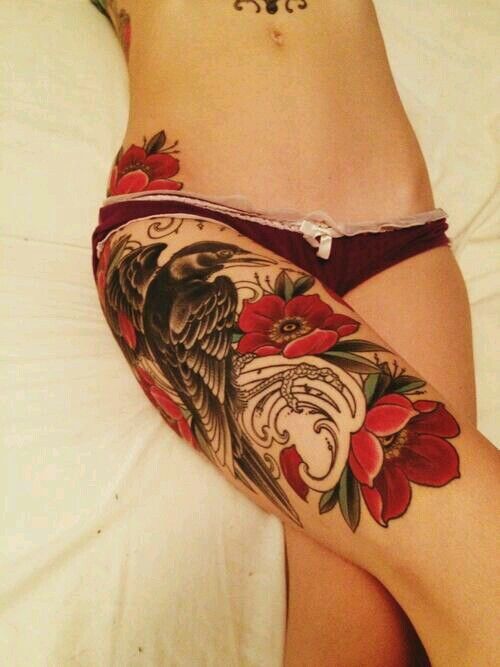 Cool women thigh tattoos 2015