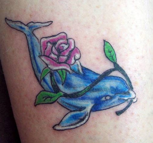 Dolphin Flower Tattoo design 2015