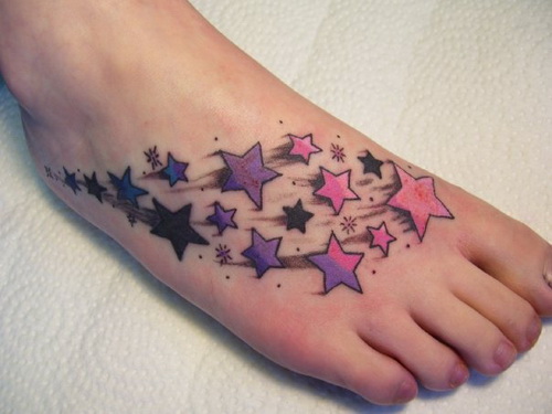Feet star tattoos for women on foot