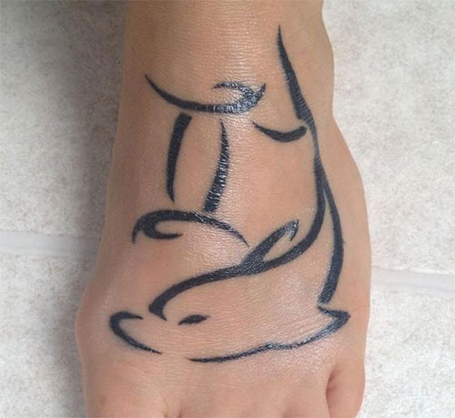 Gemini Dolphin Foot Tattoo 2015