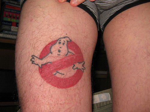 Ghostbusters Thigh Tattoo