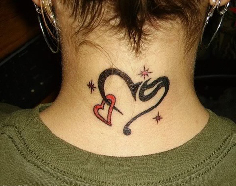 Heart Tattoo Design Ideas for neck