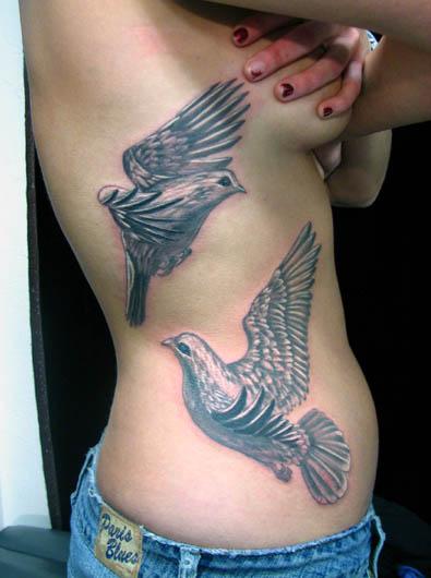 Lovely Dove Tattoos on side For Men And Women