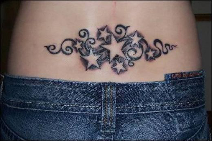 Lower Back Star Tattoo Designs for Women