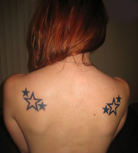 Star tattoos designs for women back-shoulder